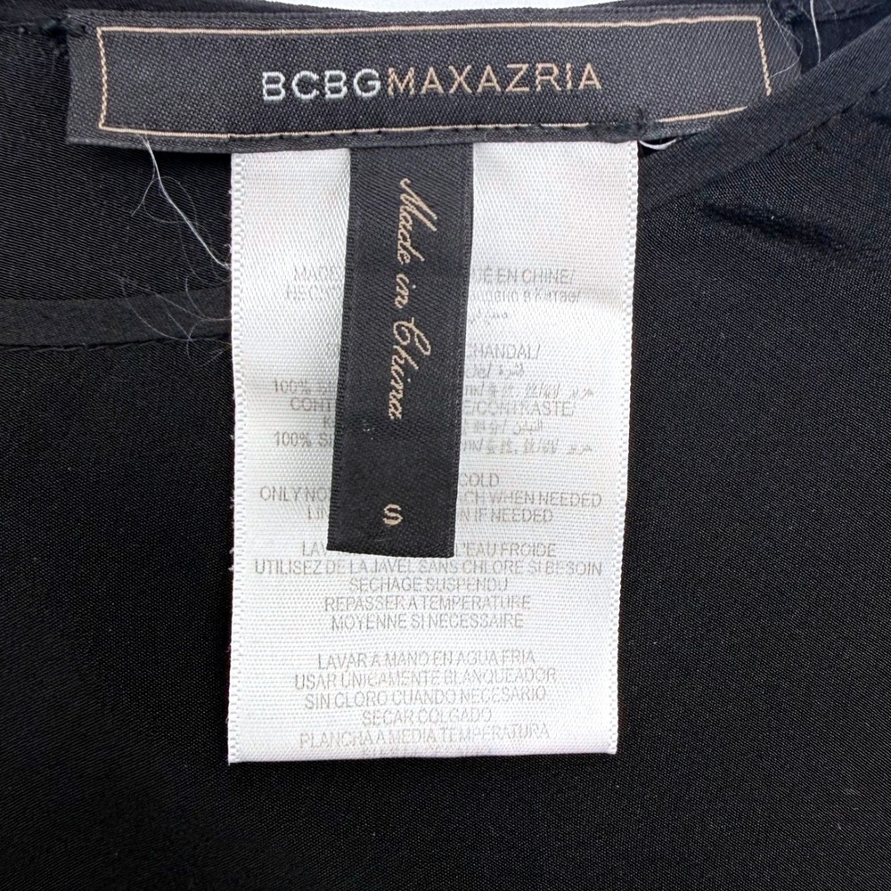 BCBGMAXAZRIA Caterina Black 100% Silk Sheer Chiffon Top Small Boxy Minimalist - Picture 5 of 9